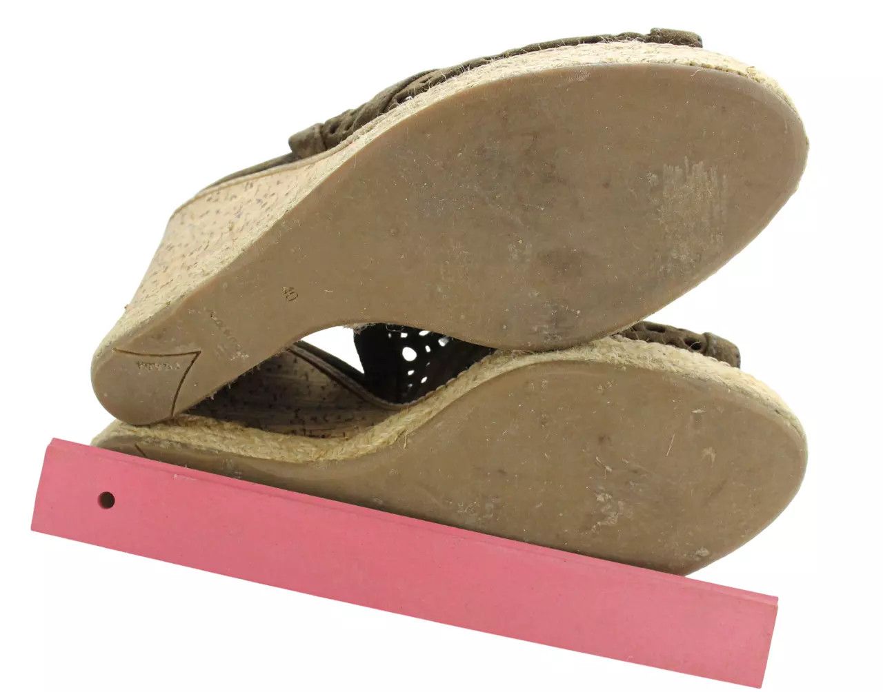Prada PRADA Women EU 40 Wedge Platform Leather Espandrille Sandals Size US 10 / IT 40 - 8 Thumbnail