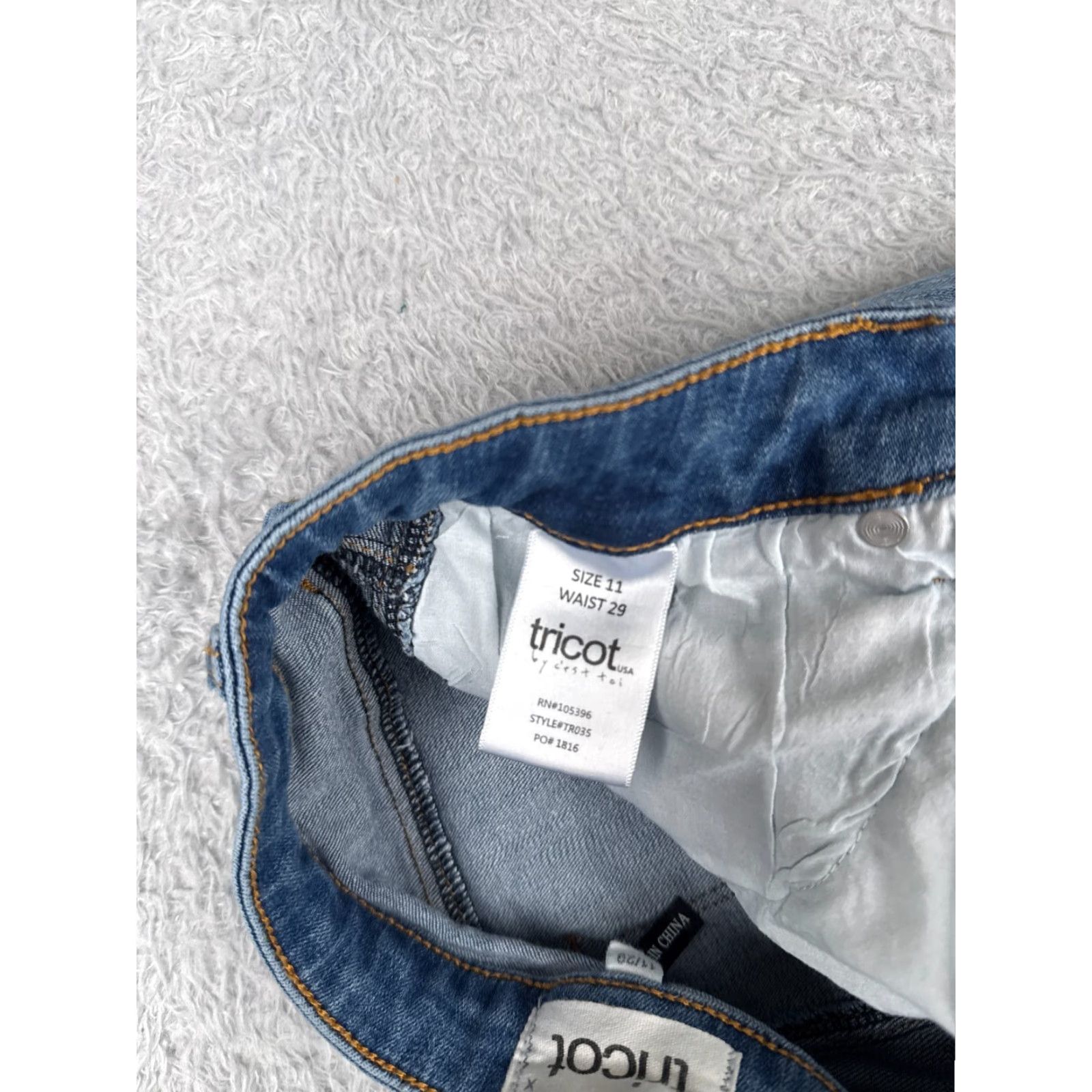 Vintage Tricot Jeans Juniors 11 Blue Denim Flared Distressed Raw Hem C'est Toi 28x32 Size 32" / US 10 / IT 46 - 7 Thumbnail