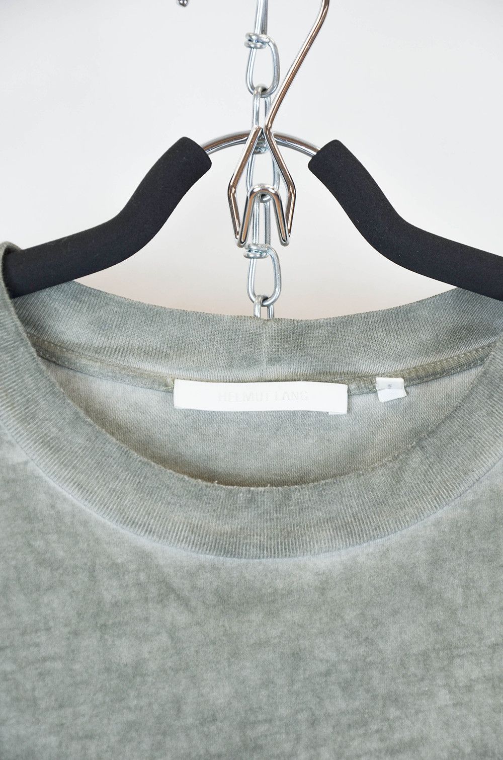 Helmut Lang Vintage Washed Olive Logo T-Shirt Size M