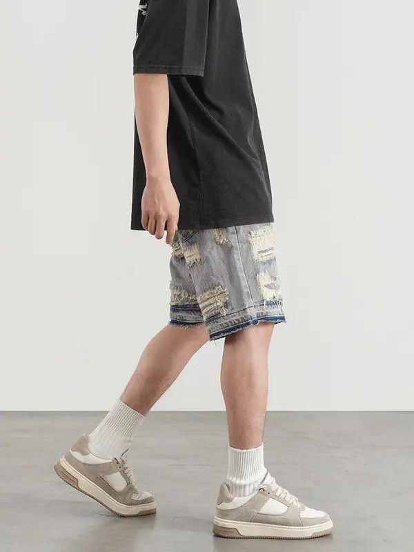 Japanese Brand VIBE Ripped street hip hop skateboard washed denim shorts Size US 30 / EU 46 - 2 Thumbnail