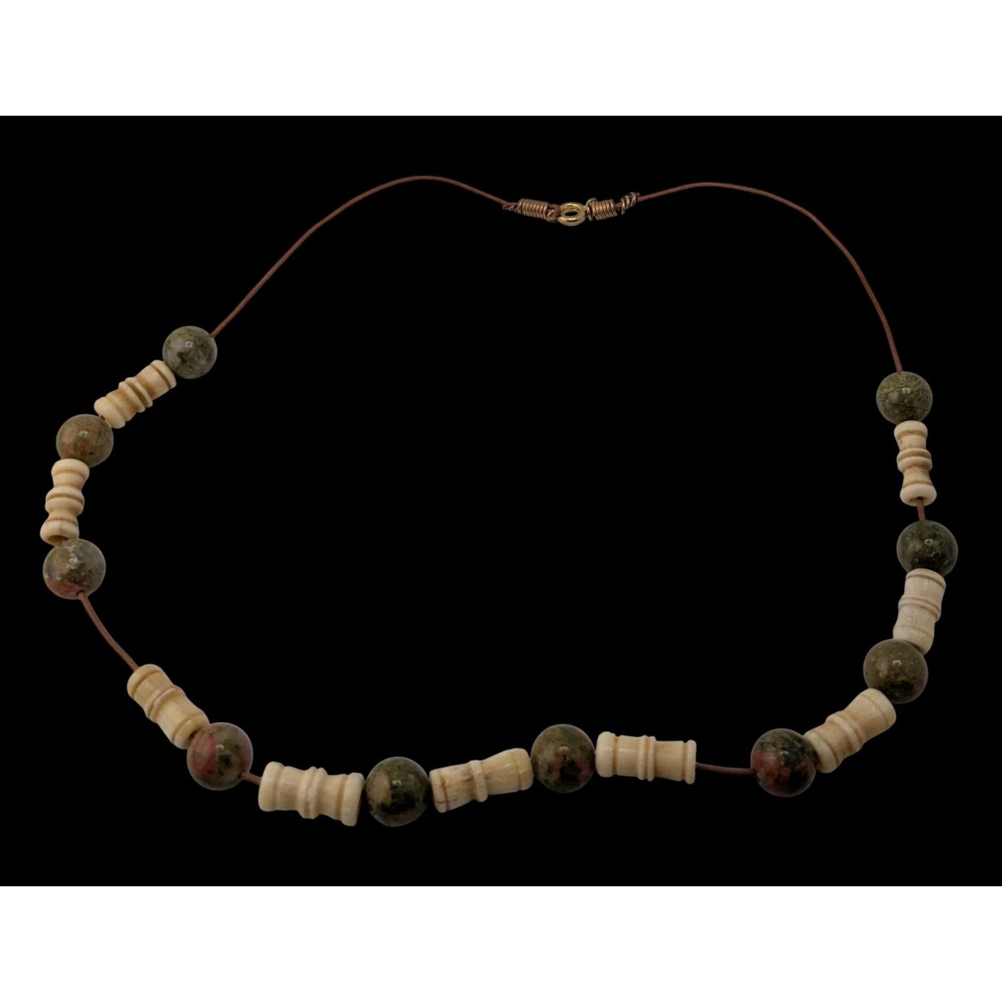 Other Vintage Bohemian Agate & Cow Bone Beaded Necklace Size ONE SIZE - 1 Thumbnail