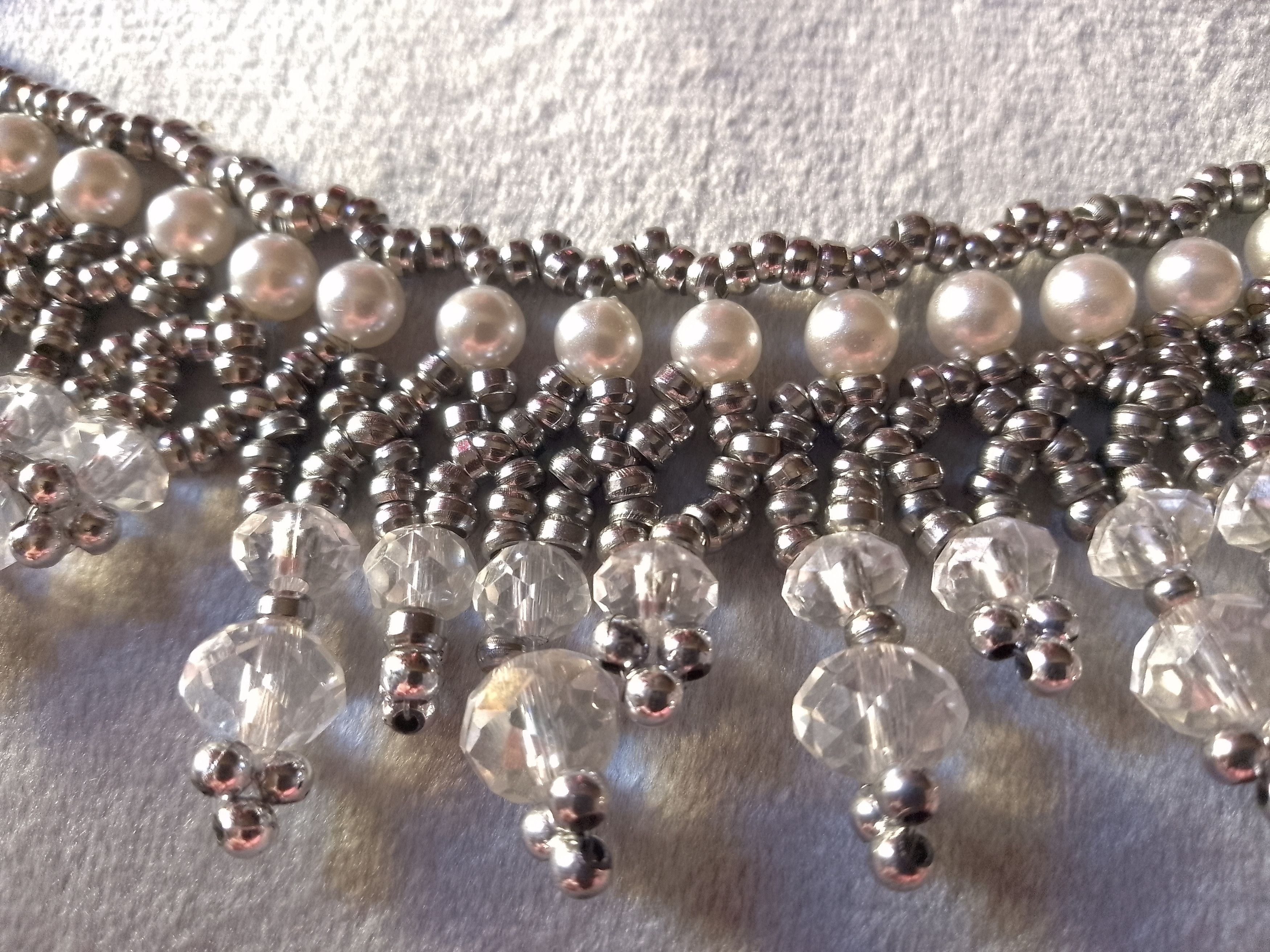 Handmade Necklace. Crystal, Elegant, Wedding. Pearls. Netted Size ONE SIZE - 2 Thumbnail