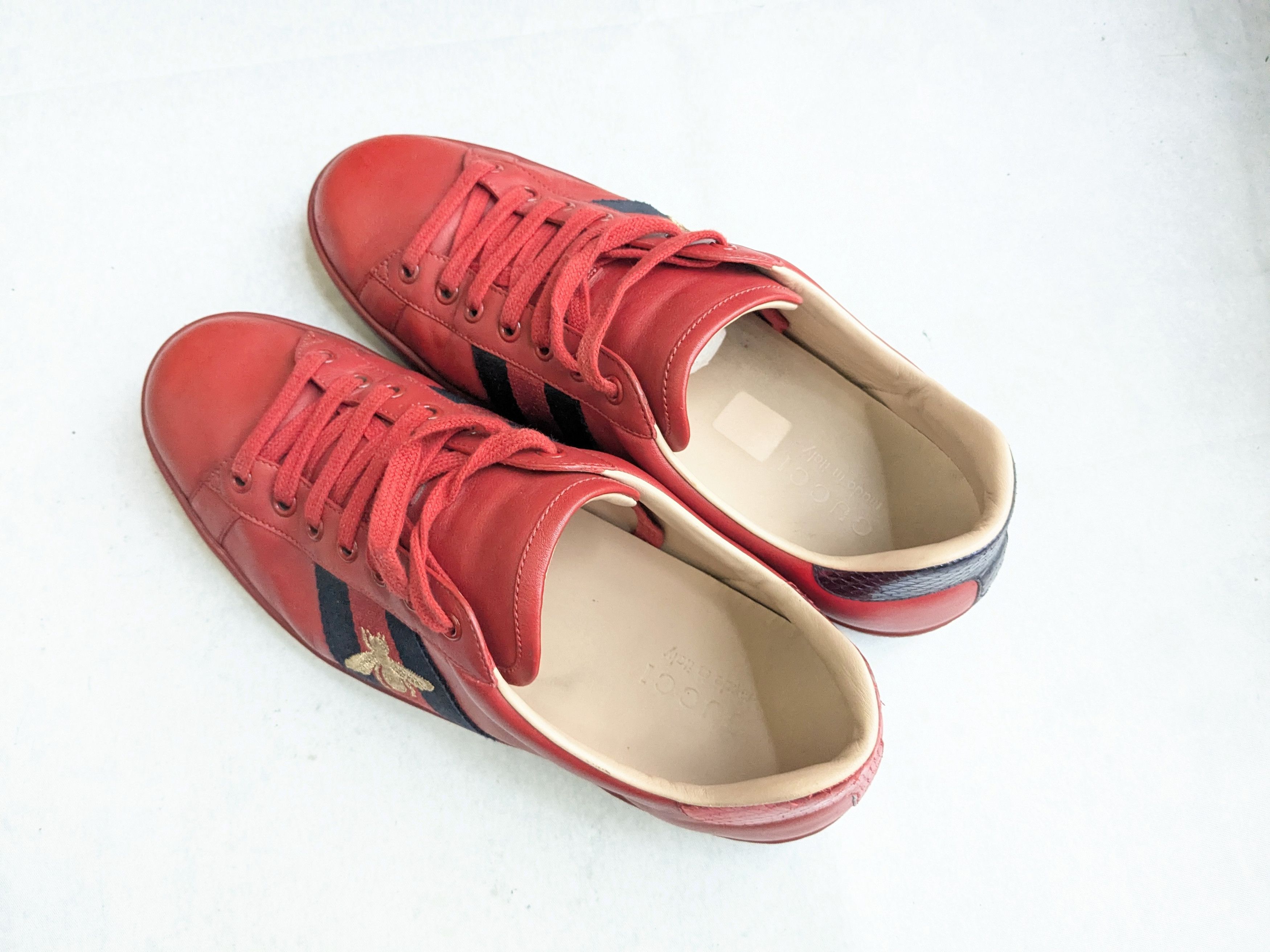 Gucci Gucci Ace Sneakers 9.5 Red Low Tops Leather Tennis Size US 9.5 / EU 42-43 - 18 Thumbnail