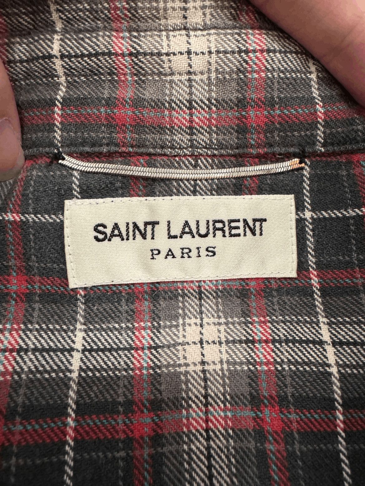 Saint Laurent Paris by Hedi 16SS Distressed Plaid Shirt-250