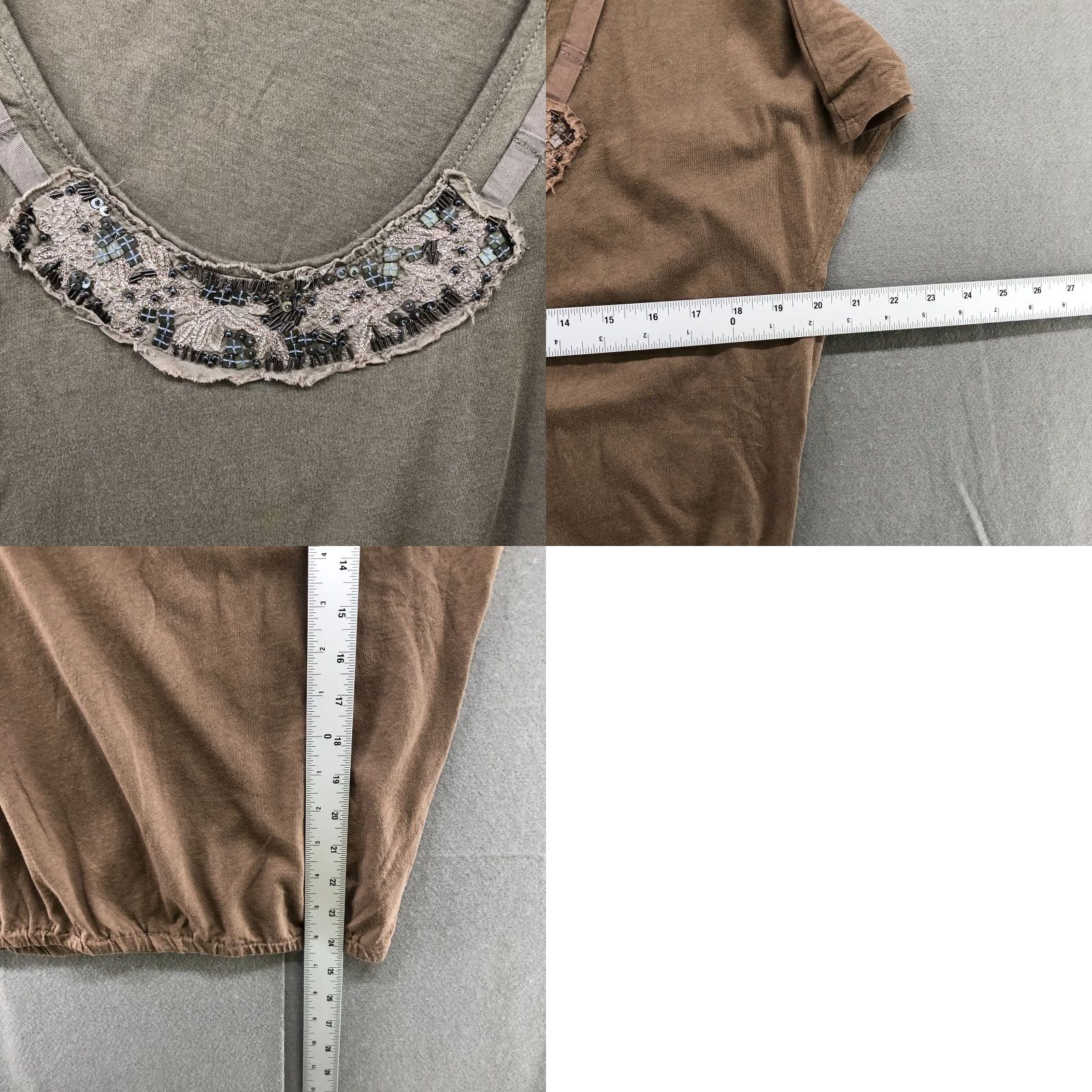 American Eagle Outfitters VINTAGE American Eagle T-Shirt Womens M Brown Sequin Short Sleeve Scoop Neck Bohemian Retro Size M / US 6-8 / IT 42-44 - 8 Thumbnail