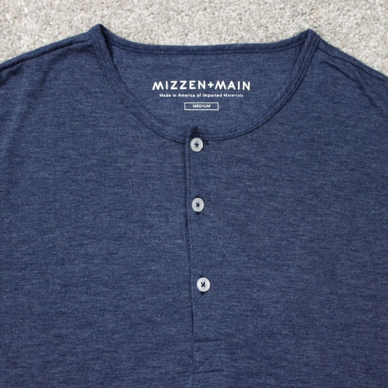Mizzen+Main Mizzen+Main Shirt Mens Medium Blue Henley Roll Sleeve Stretch Long Sleeve Size US M / EU 48-50 / 2 - 3 Thumbnail