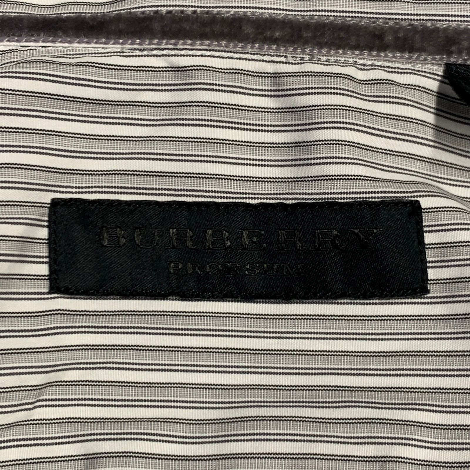 Burberry Prorsum Size S White Grey Stripe Cotton One Pocket Long Sleeve Shirt Size US S / EU 44-46 / 1 - 9 Thumbnail