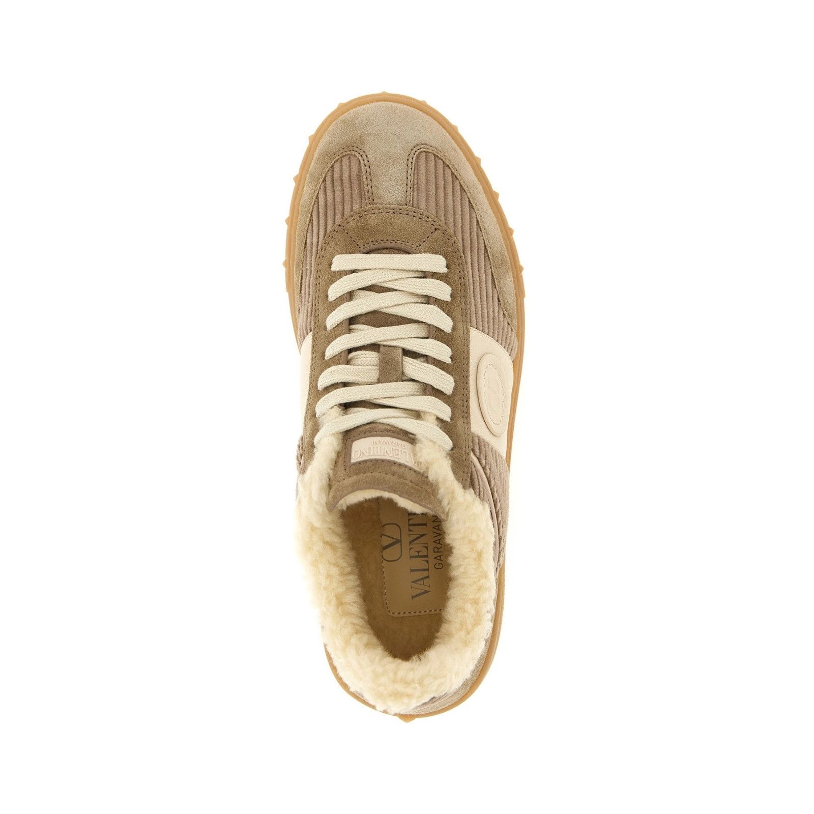 VALENTINO GARAVAN Upvillage Beige Leather/Fur Sneakers New &