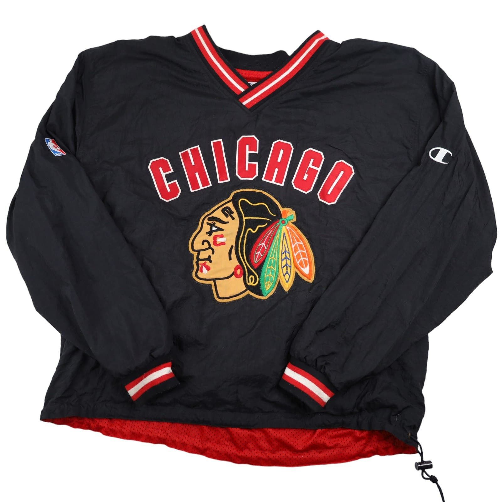 image of Vintage Champion Chicago Blackhawks Windbreaker Jacket, Men's (Size 2XL)