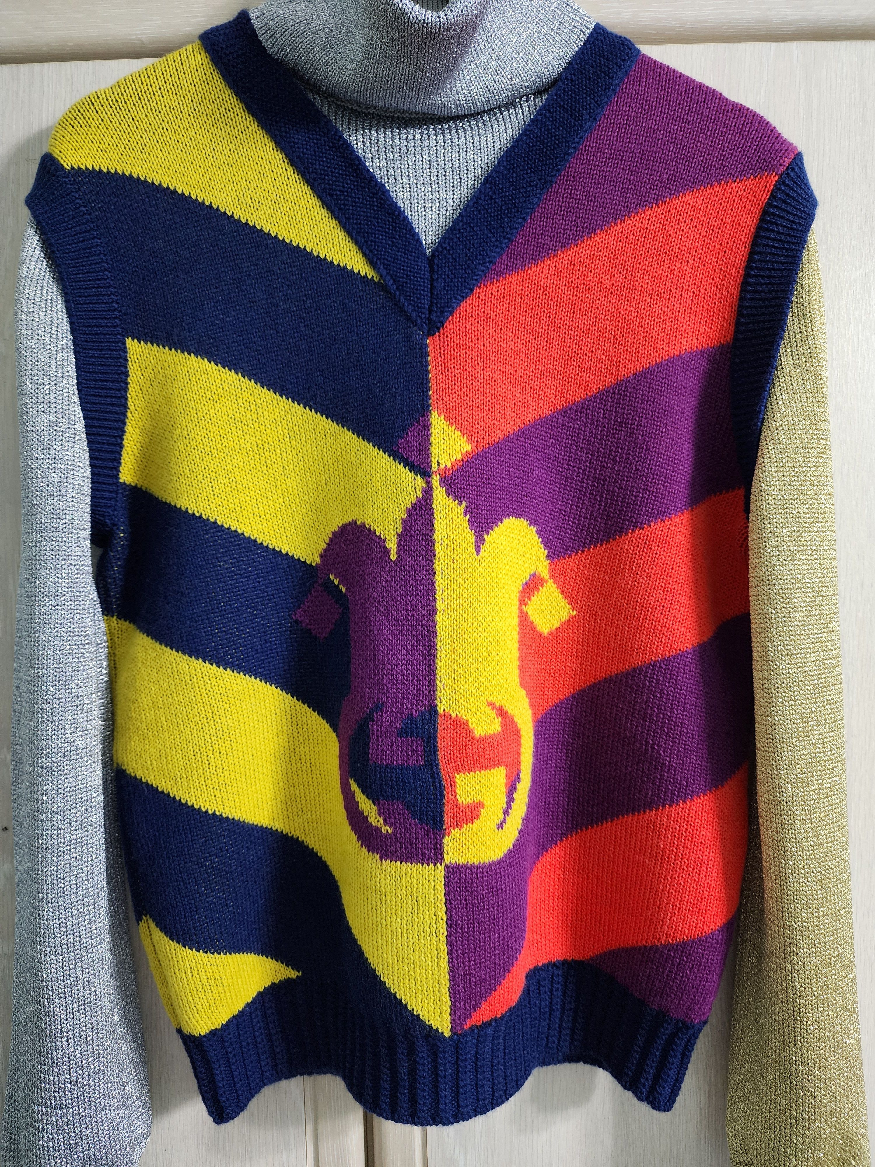 Gucci Striped Jacquard Wool Knit Sweater Size US M / EU 48-50 / 2 - 3 Thumbnail
