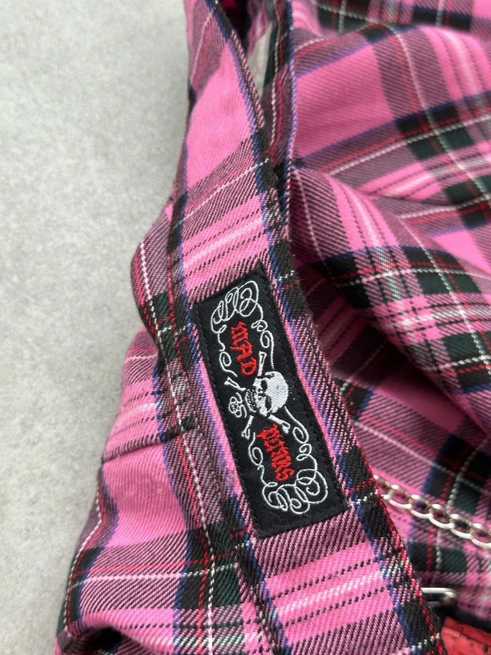 If Six Was Nine × Japanese Brand 2000s Mad Punk Plaid Patches Skirt Size 26" / US 2 / IT 38 - 7 Thumbnail