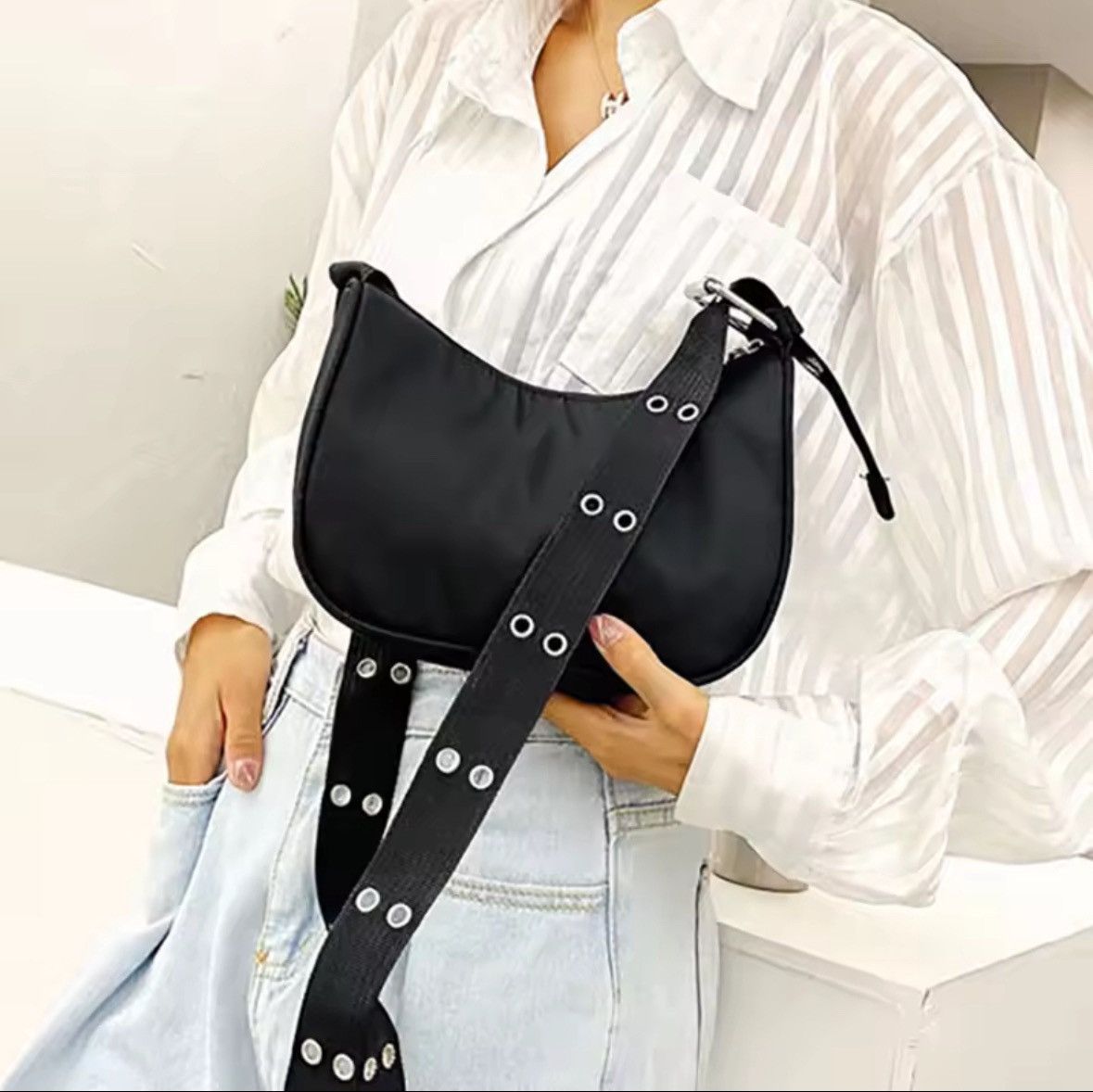 Japanese Brand Casual Shoulder Bags For Women Black Waterproof Size ONE SIZE - 5 Thumbnail
