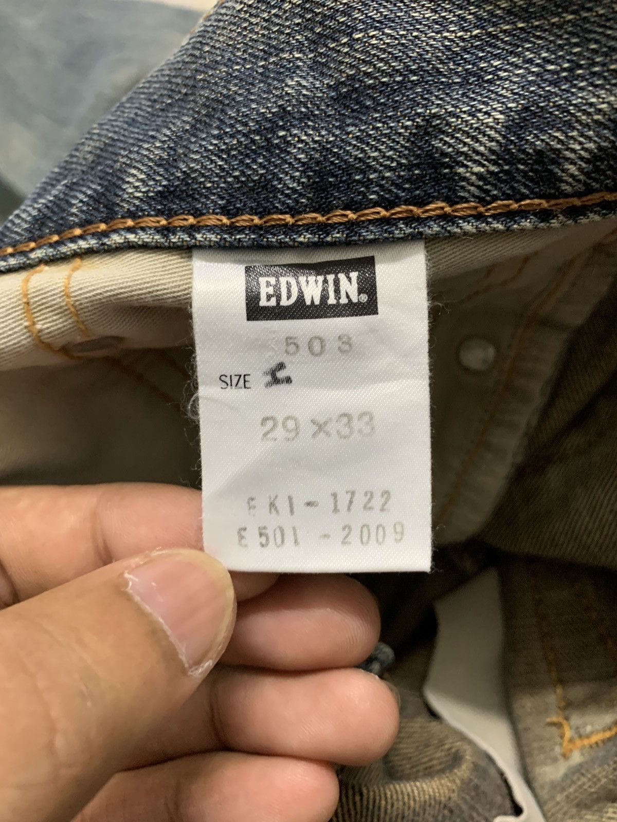 Japanese Brand Vintage Edwin 503 Mud Wash Distressed Loose Jeans Size US 29 - 13 Thumbnail