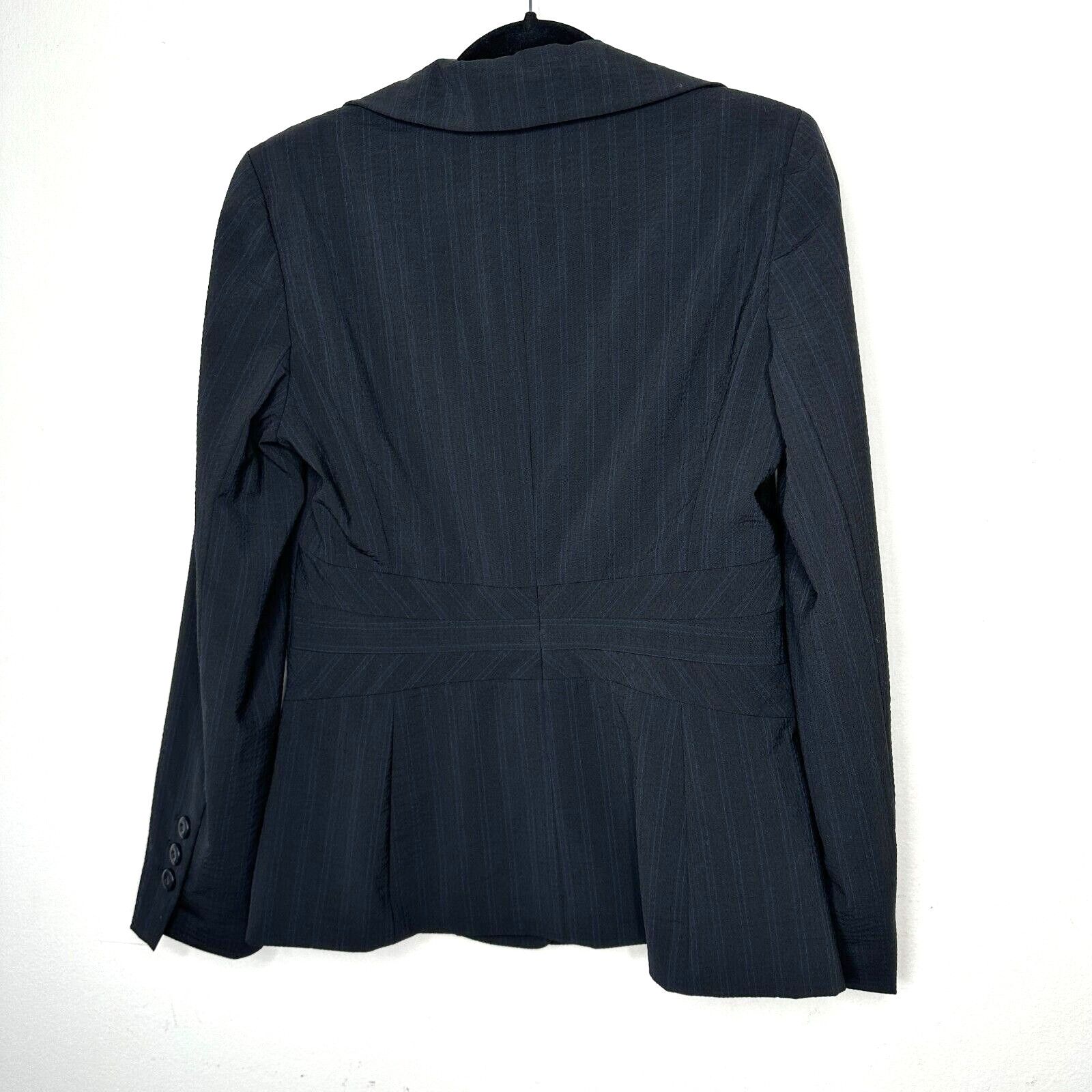 Other Classiques Navy Blue Pinstripe Peplum Waist Wool Blazer 10 Size L / US 10 / IT 46 - 9 Thumbnail