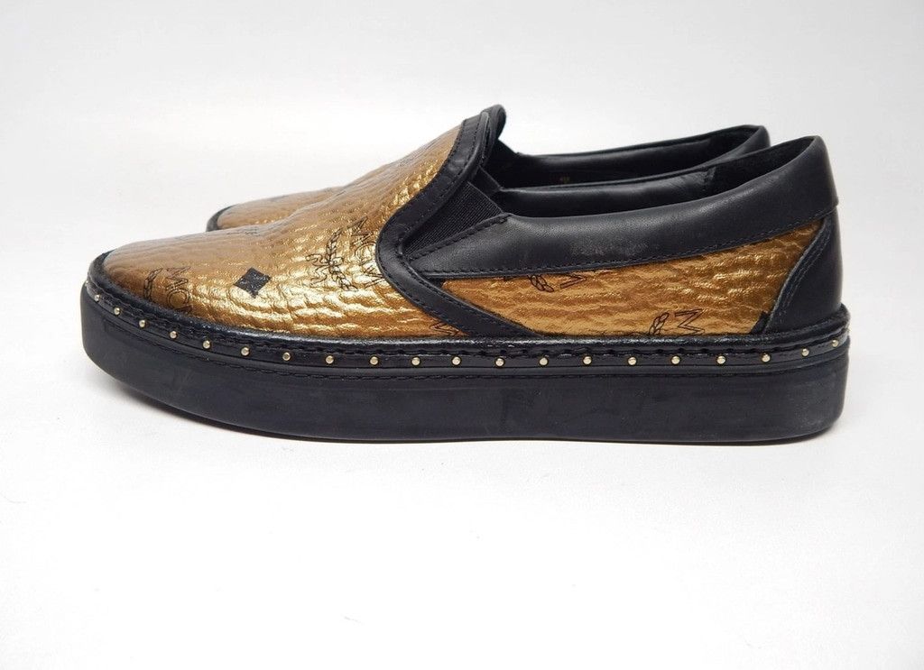 MCM Women's MCM Slip-On Sneakers Size 37 EU Gold and Black Size US 7 / IT 37 - 2 Thumbnail