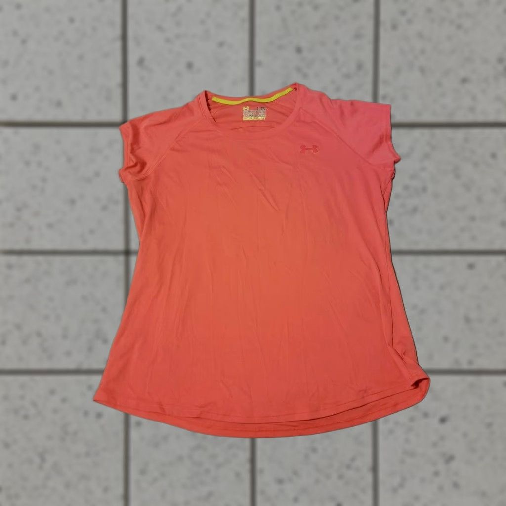 Under Armour Under Armour Shirt Womens L Pink Orange Athletic Gym Workout T-Shirt Regular Size Large Women Activewear Size L / US 10 / IT 46 - 1 Thumbnail