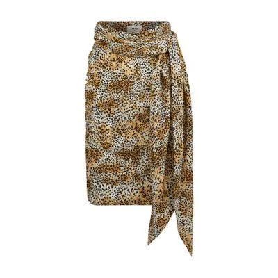 image of Celine O1W1Db10324 Draped Skirt In Leopard, Women's (Size 38)