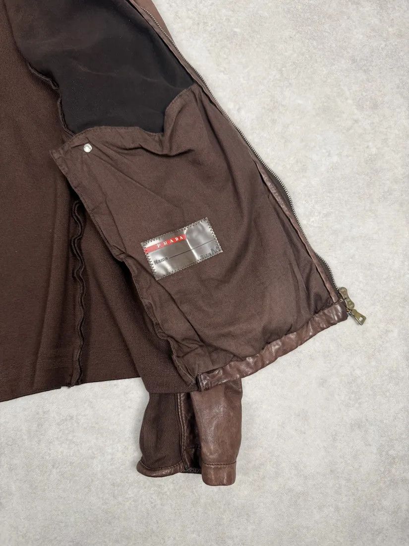 Prada AW2006 Prada Brown Hybrid Linea Rossa Leather Biker Jacket Size US S / EU 44-46 / 1 - 6 Thumbnail