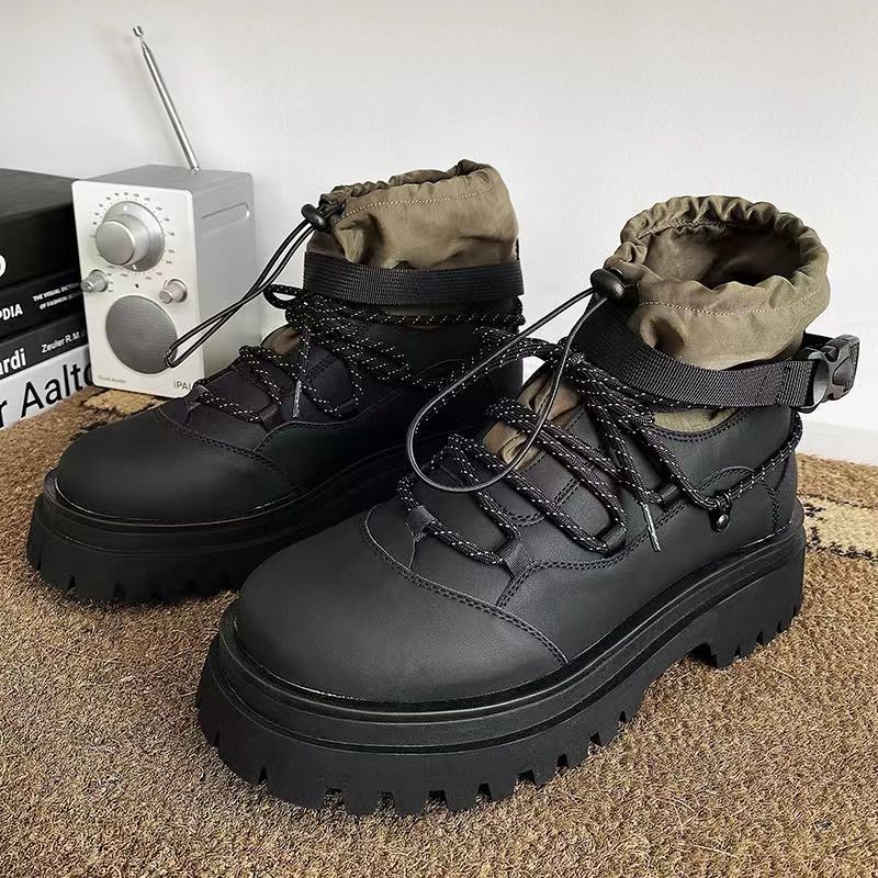 image of Vintage Retro Niche Camping And Mountaineering Workwear Martin Boots in Black, Men's (Size 10)