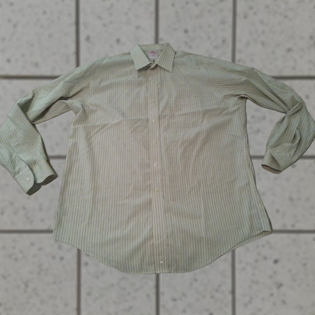 Brooks Brothers Brooks Brothers Shirt Mens 16 1/2 Yellow Dress Stripes Button Cotton Size 42R - 1 Thumbnail