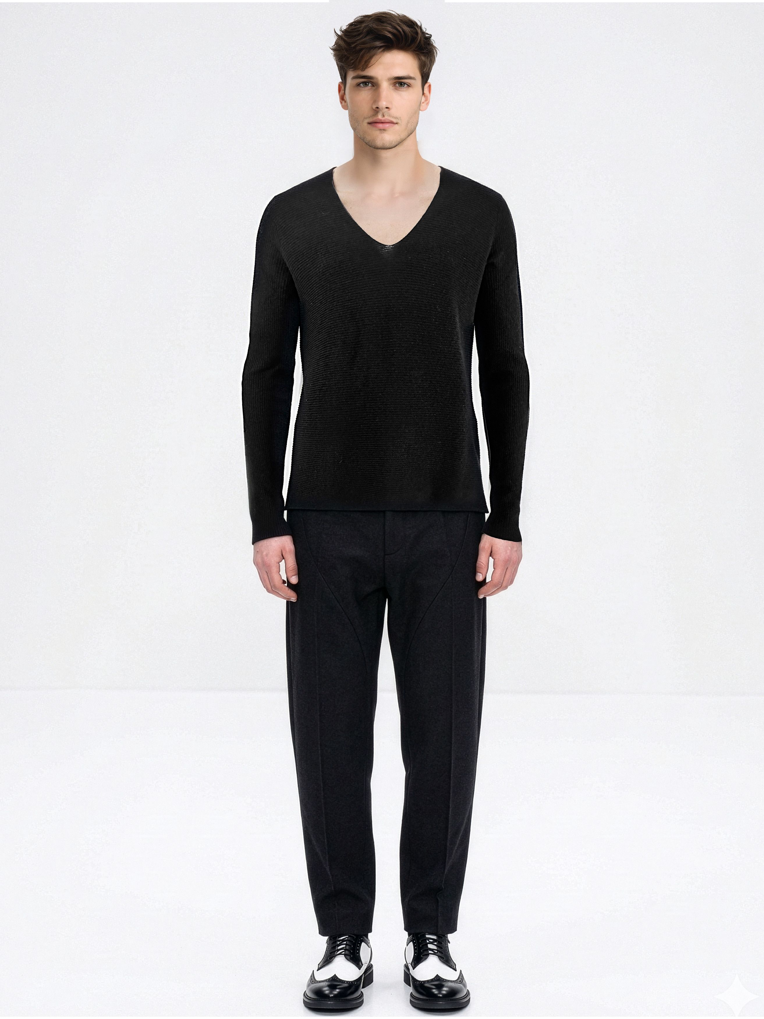 Burberry 100% Cashmere Ribbed Deep V-Neck Sweater Size US M / EU 48-50 / 2 - 3 Thumbnail