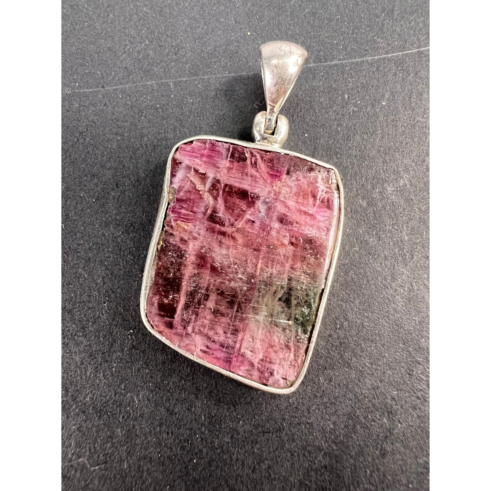Other NEW Pink/ bi colored half rough tourmaline pendant in 925 Size ONE SIZE - 1 Thumbnail