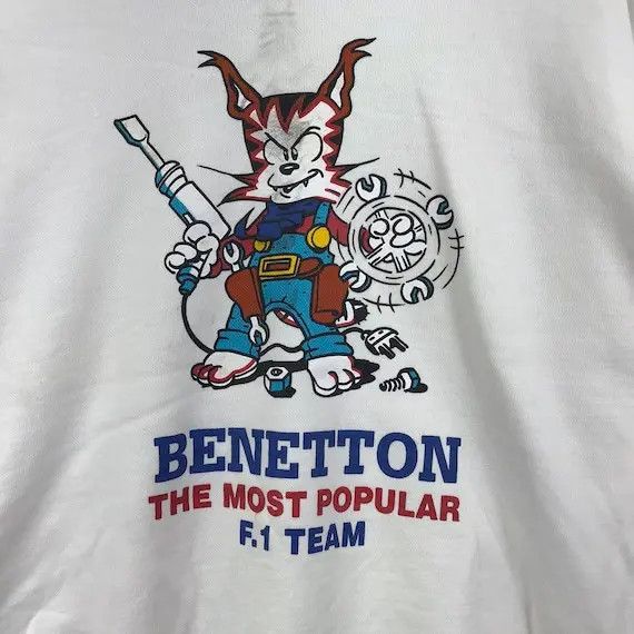 Benetton Vtg 90’ BENETTON FORMULA 1 RACING Team Cartoon Sweatshirt Size US L / EU 52-54 / 3 - 5 Thumbnail