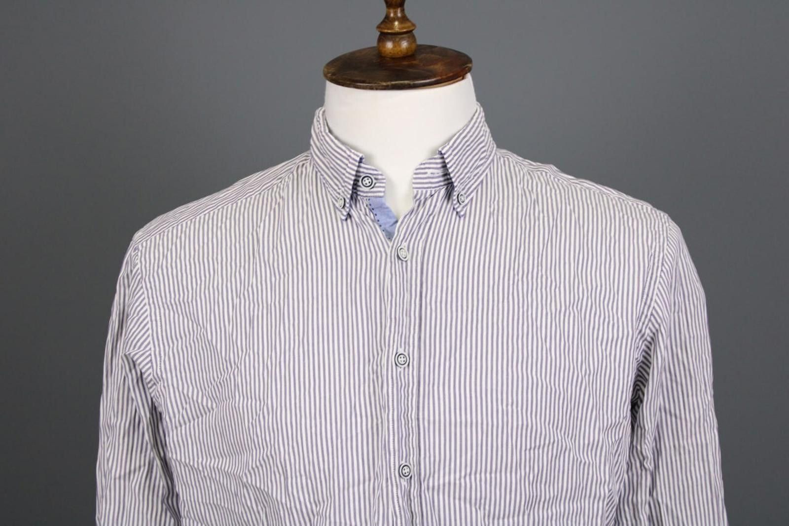 Designer Hackett London Slim Fit Blue Button Down Shirt Size L Size US L / EU 52-54 / 3 - 2 Thumbnail