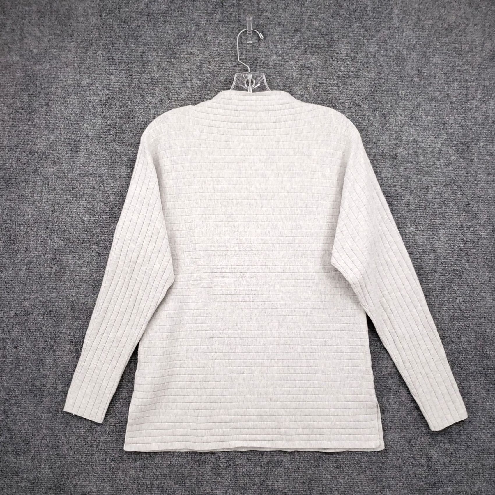 Banana Republic Banana Republic Womens Small Gray Ribbed Funnel Neck Long Sleeve Knit Size S / US 4 / IT 40 - 2 Thumbnail