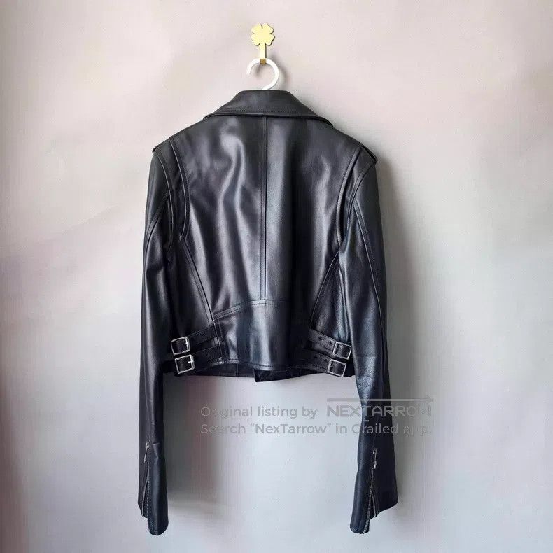 Loewe Loewe Black Metallic Logo Biker Leather Jacket Size XS / US 0-2 / IT 36-38 - 2 Thumbnail