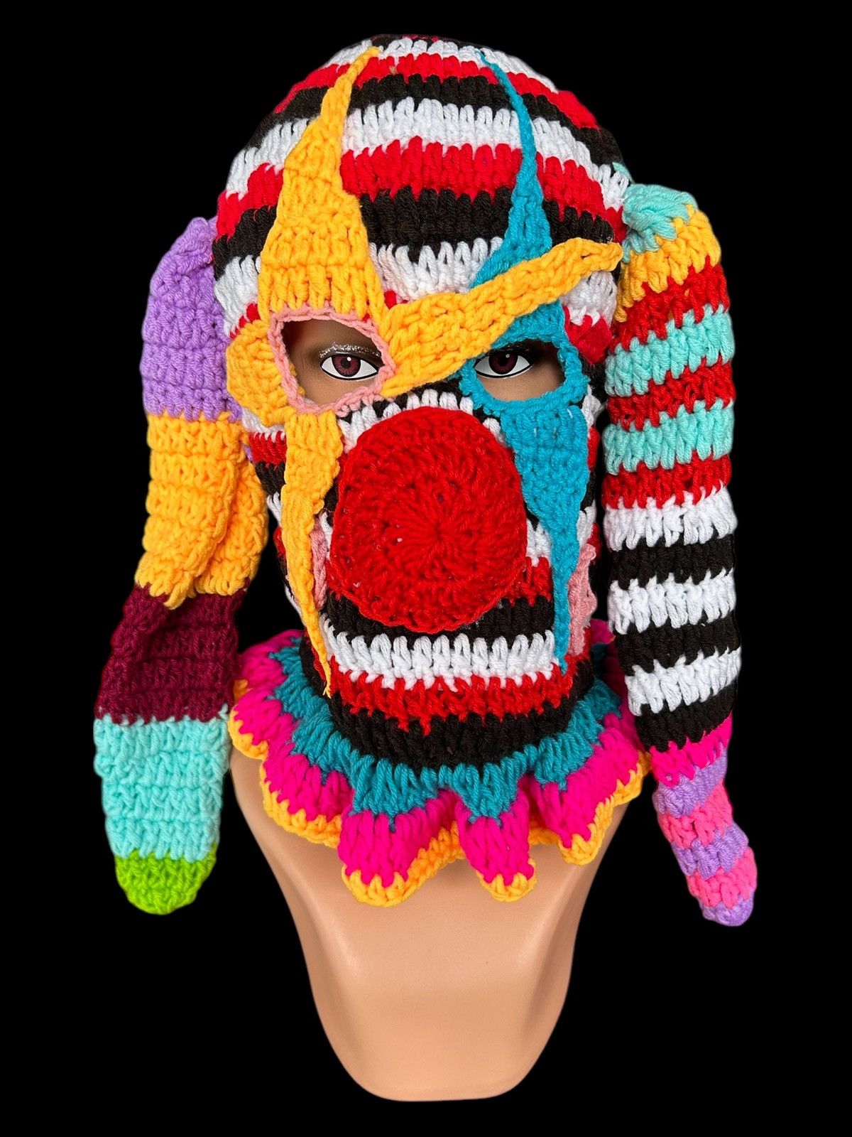 Japanese Brand × Kapital × Vintage Rare Crochet Knitted Handmade Balaclava Masked Size ONE SIZE - 2 Thumbnail