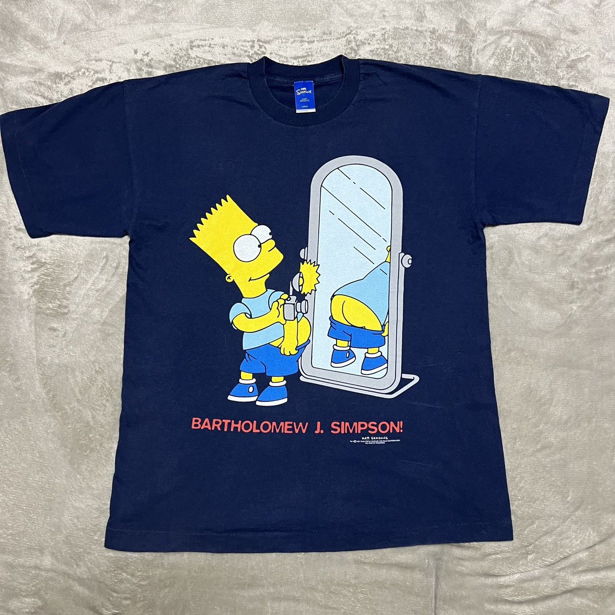 Pre-owned Cartoon Network X The Simpsons Y2k Vtg 1997 Simpsons Printed T  Shirt Bart Ass Tee Hype In Navy | ModeSens