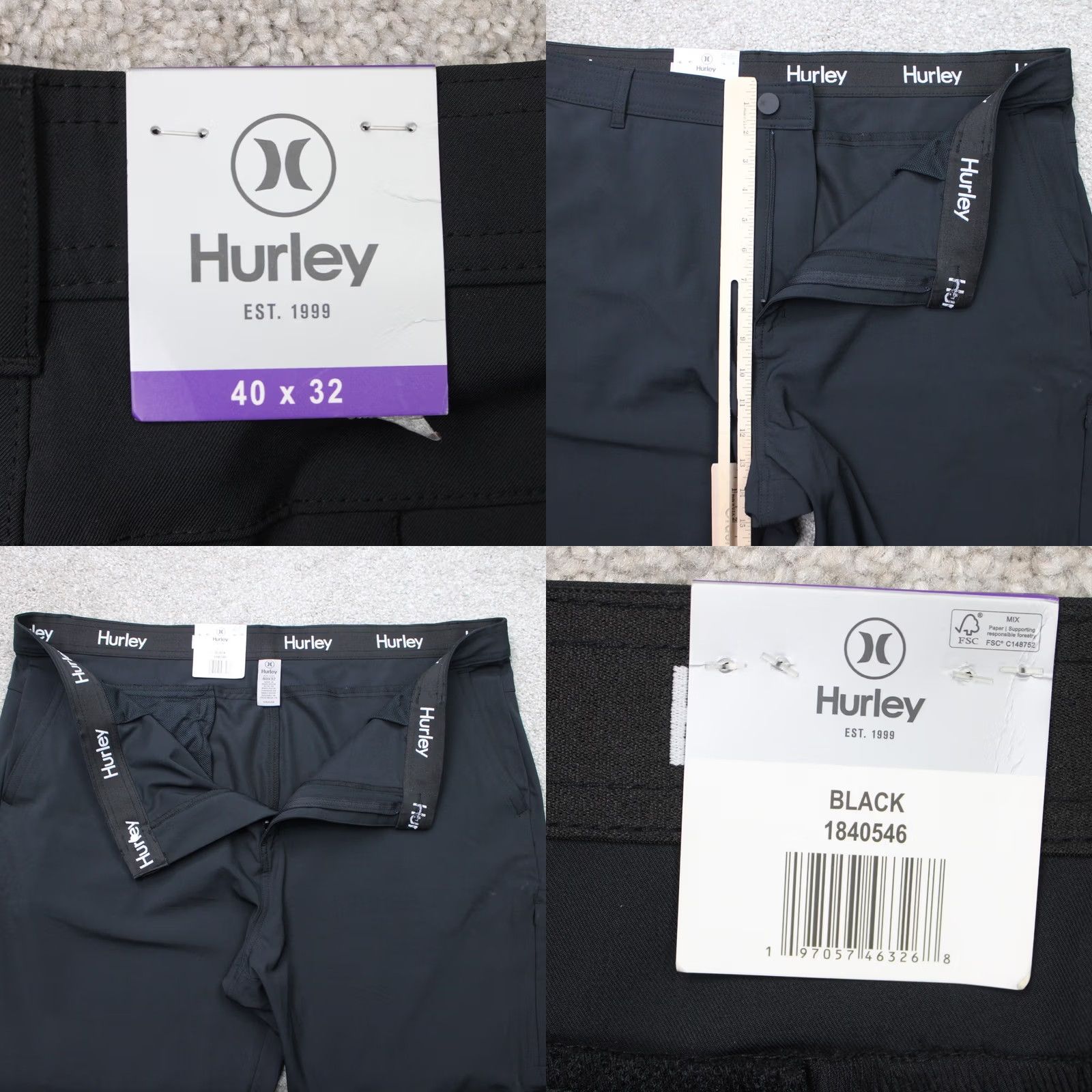 Hurley Hurley Pants Mens 40x32 Black Joggers Performance Poly Stretch Straight Leg NWT Casual PANTS Mens Black 40x32 Size US 40 / EU 56 - 8 Thumbnail