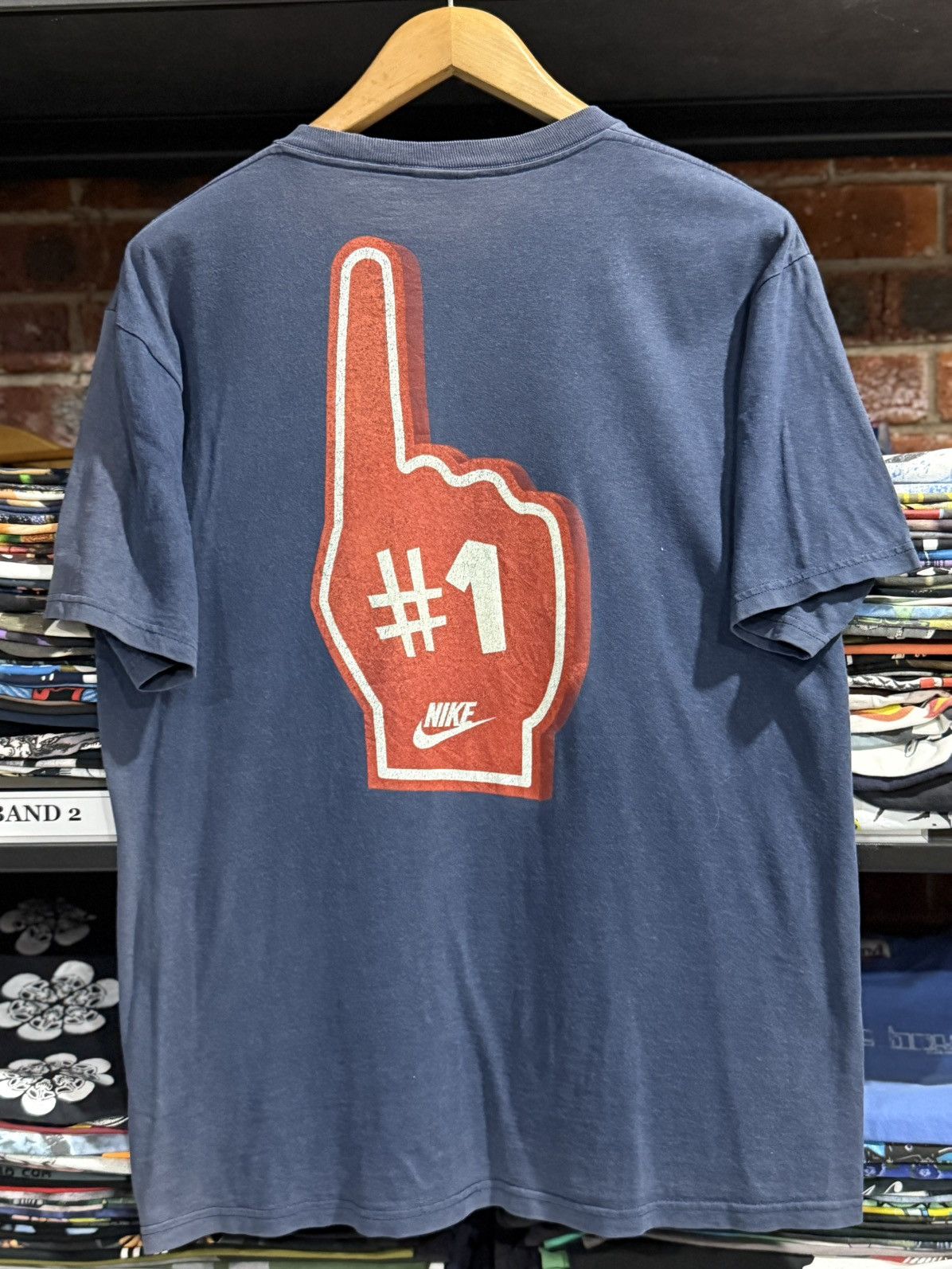Nike × Vintage Vintage Nike #1 Give Em The Finger Sun Faded Tee Size US M / EU 48-50 / 2 - 1 Thumbnail