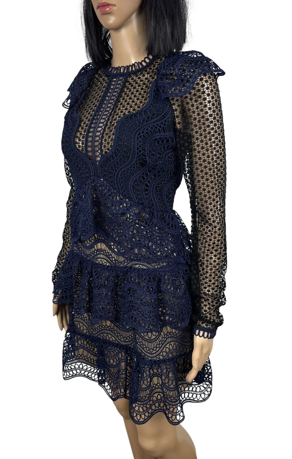 Self-Portrait Self-Portrait Ruffle Wave Guipure Lace Mini Dress size UK8 Size S / US 4 / IT 40 - 7 Thumbnail