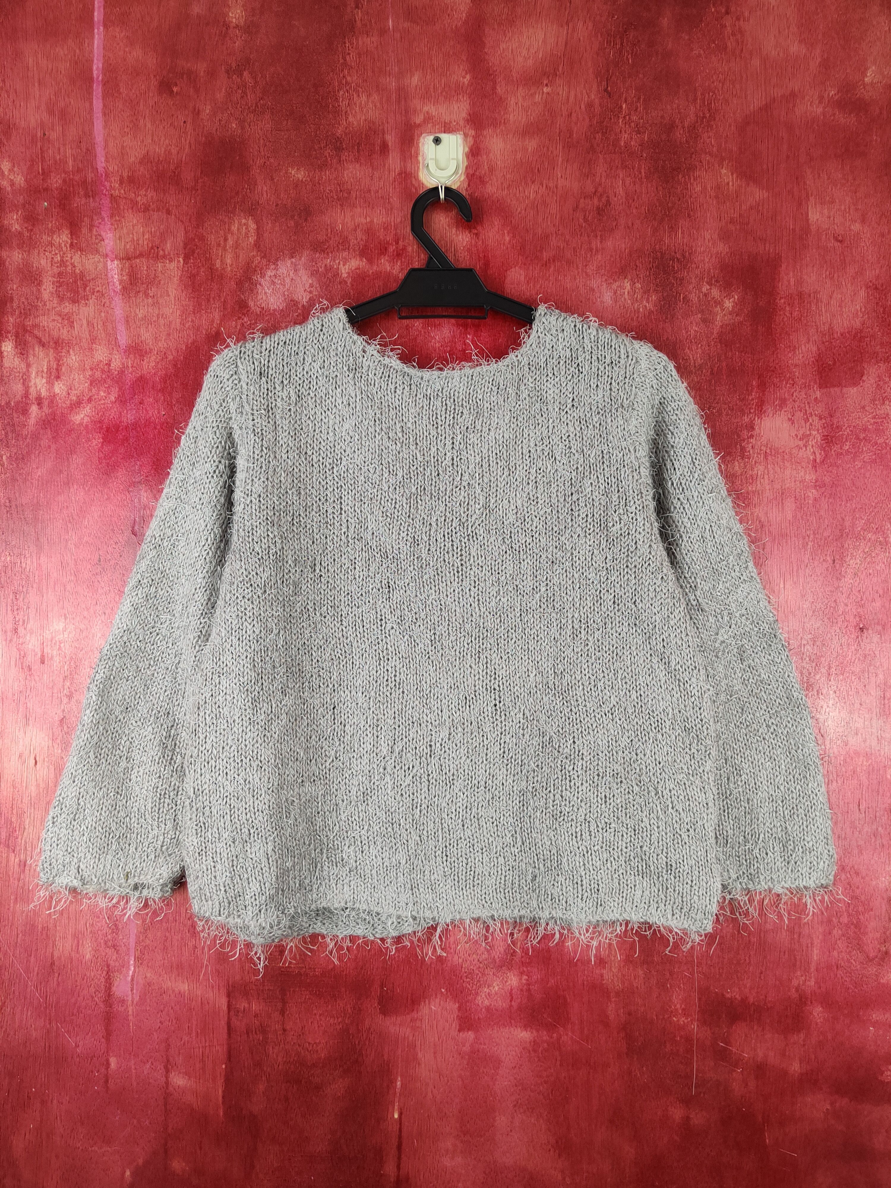 Japanese Brand × Vintage Japanese Brand Gray Shag Shaggy Fur Mohair Knitwear #S1914 Size M / US 6-8 / IT 42-44 - 7 Thumbnail