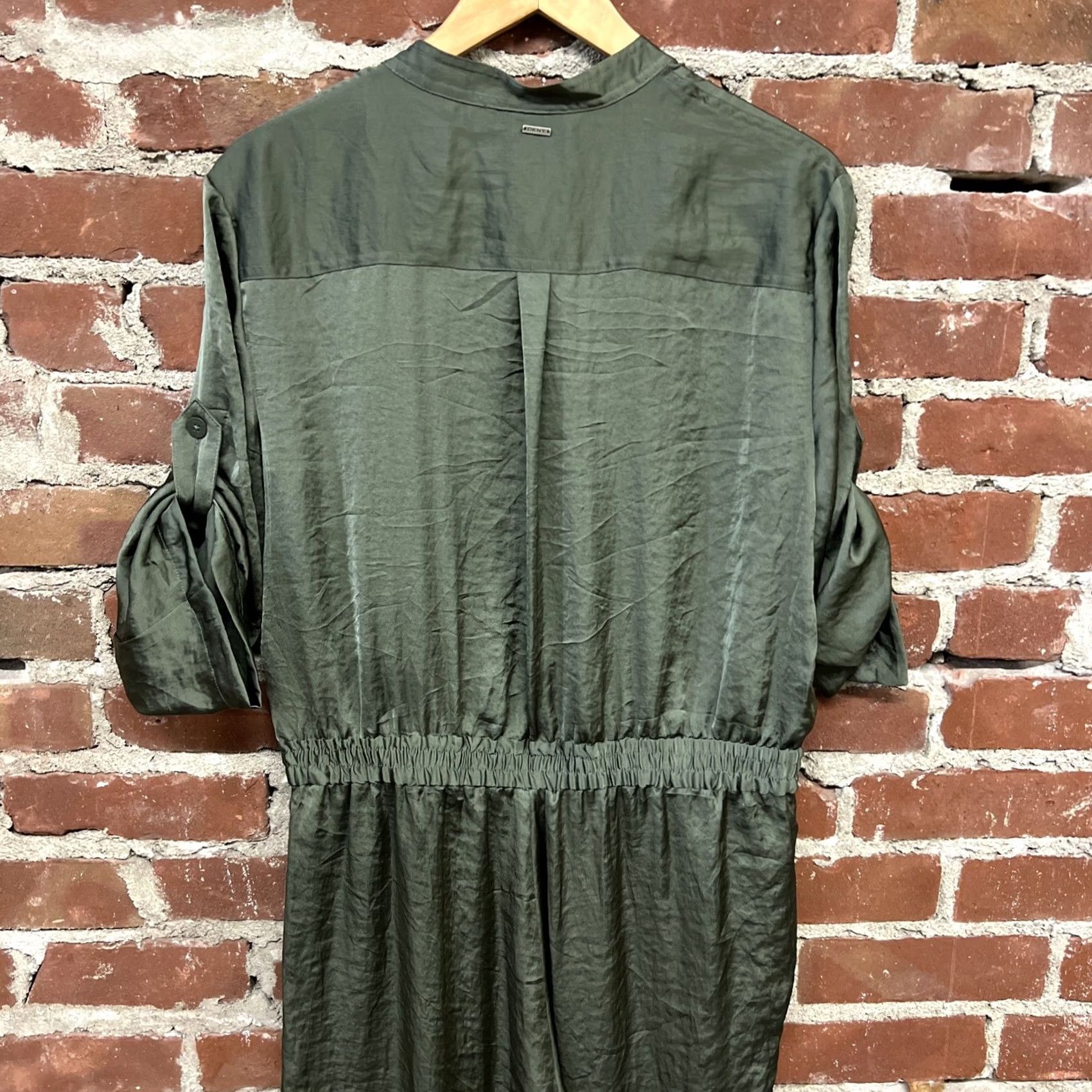 DKNY DKNY Jumpsuit Green Size Medium Womens Adjustable Sleeves Mock Turtleneck Casual Lightweight Polyester Logo Classic 90s Style Boys? Size 32" / US 10 / IT 46 - 4 Thumbnail