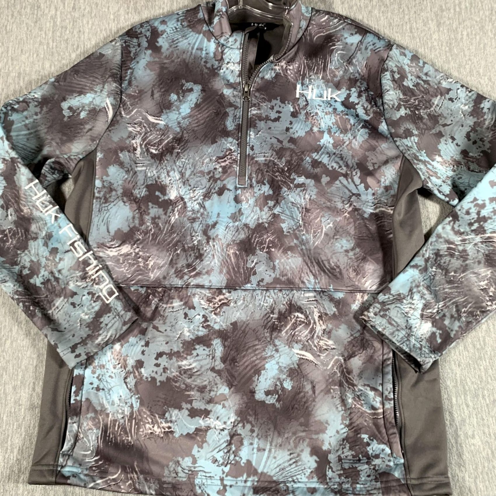 Vintage Huk Shirt Mens Medium Blue Gray Camo Quarter Zip Pullover Performance Fishing Size US M / EU 48-50 / 2 - 3 Thumbnail