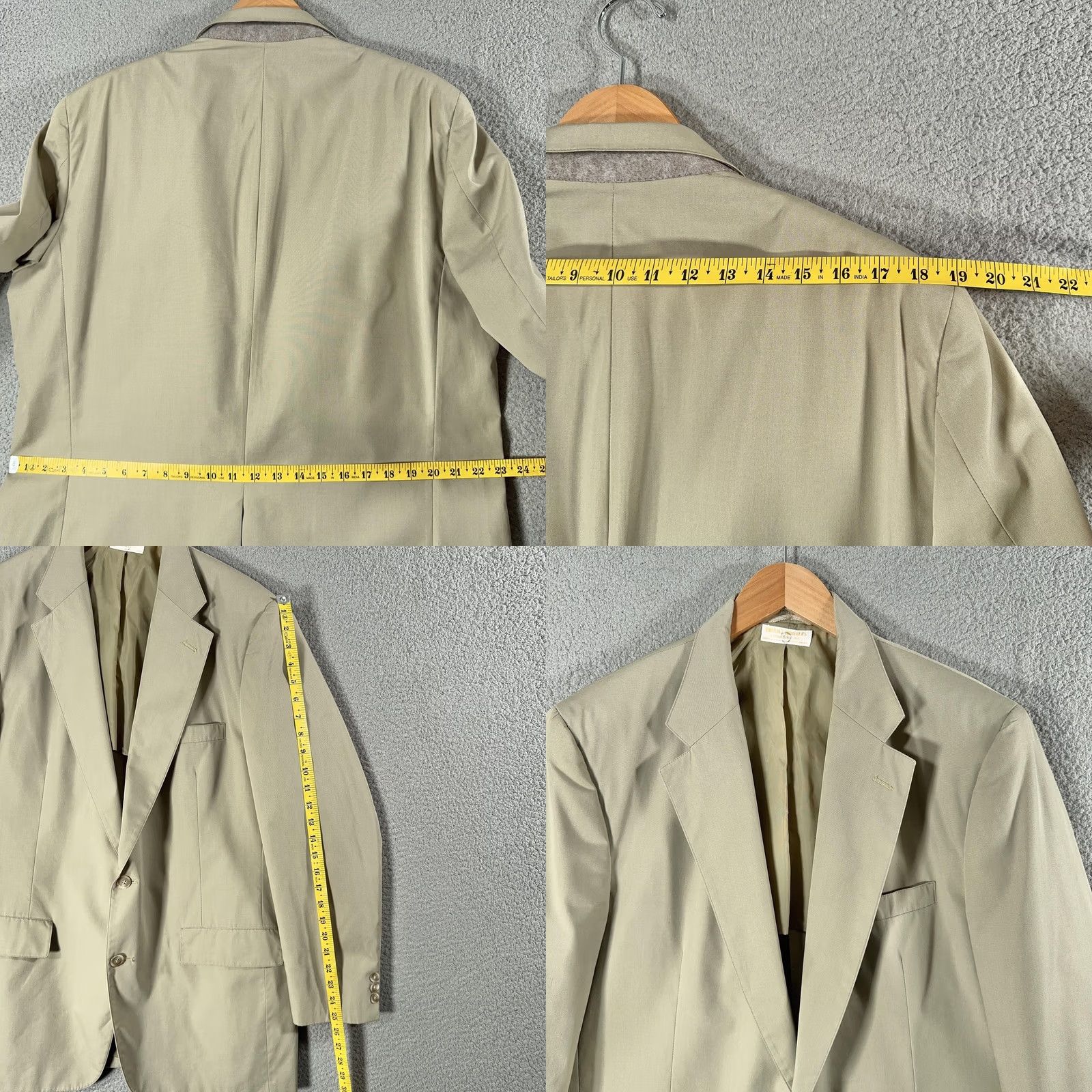 Brooks Brothers VINTAGE Brooks Brothers Blazer Mens 44 Long Beige Cotton Sport Coat 70s 80s Size 44R - 9 Thumbnail