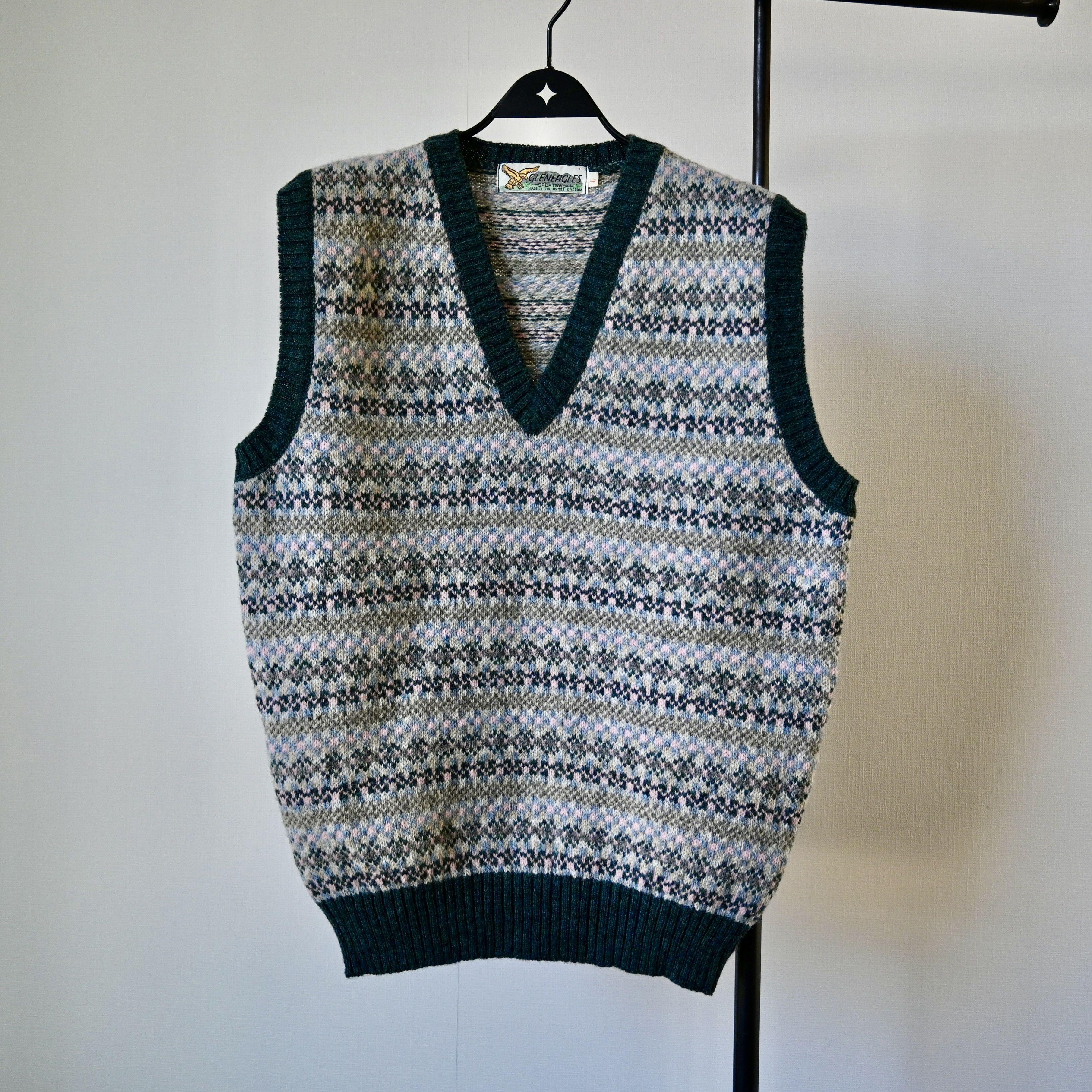 Vintage VTG 1990s GLENEAGLES wool Fair Isle knit best, made in Italy Size US L / EU 52-54 / 3 - 1 Thumbnail