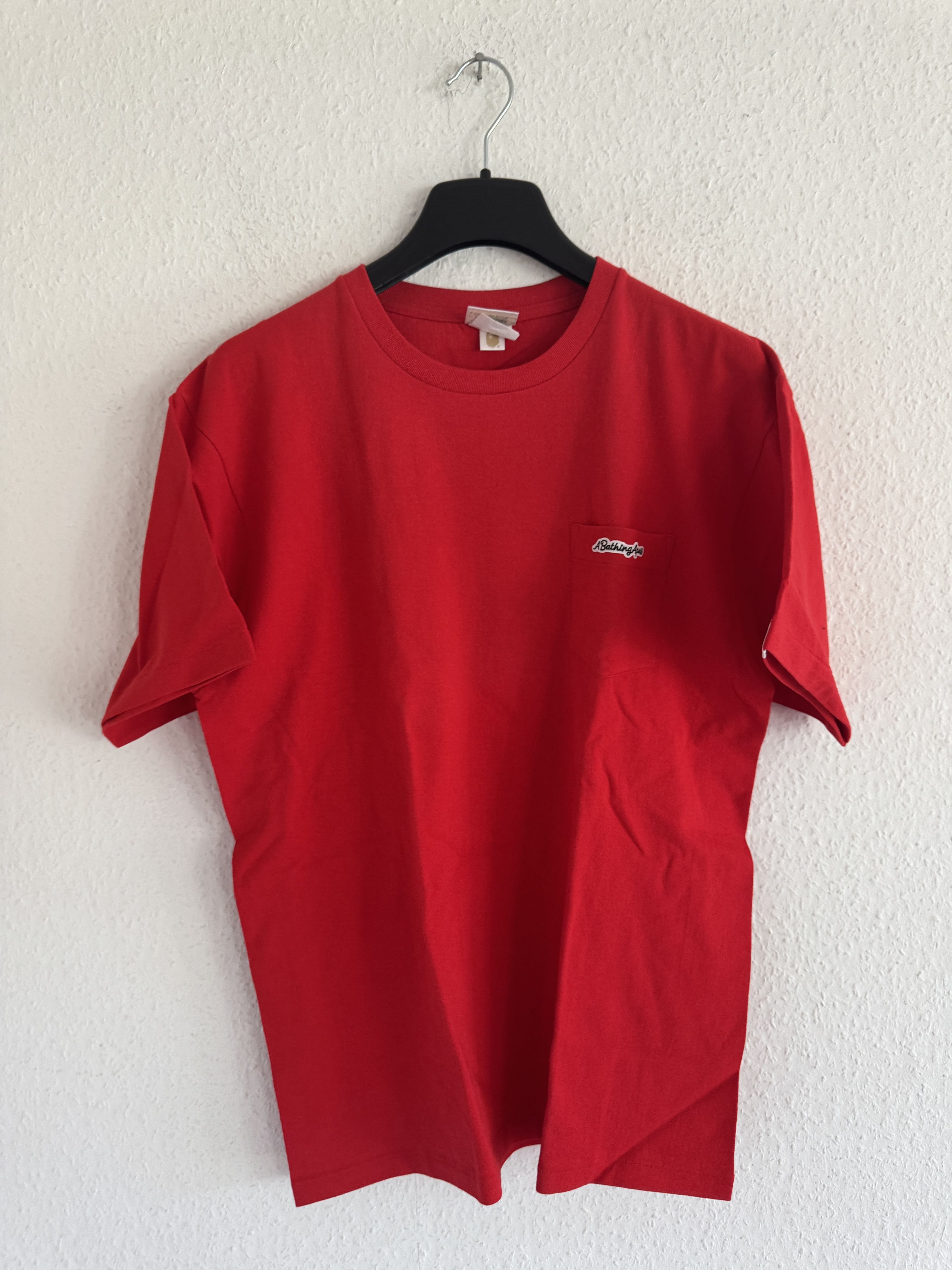 Bape Red Embroidered Pocket Tee Size US XL / EU 56 / 4 - 1 Thumbnail