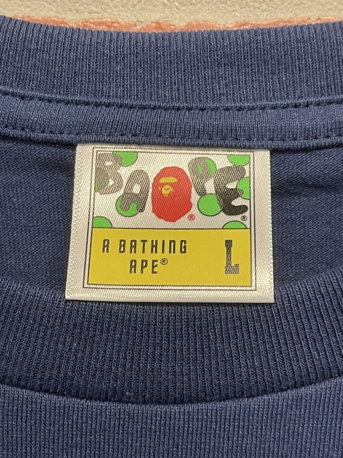 Bape Size L - Bape College Print Tee Navy Blue Brand New! Size US L / EU 52-54 / 3 - 7 Thumbnail