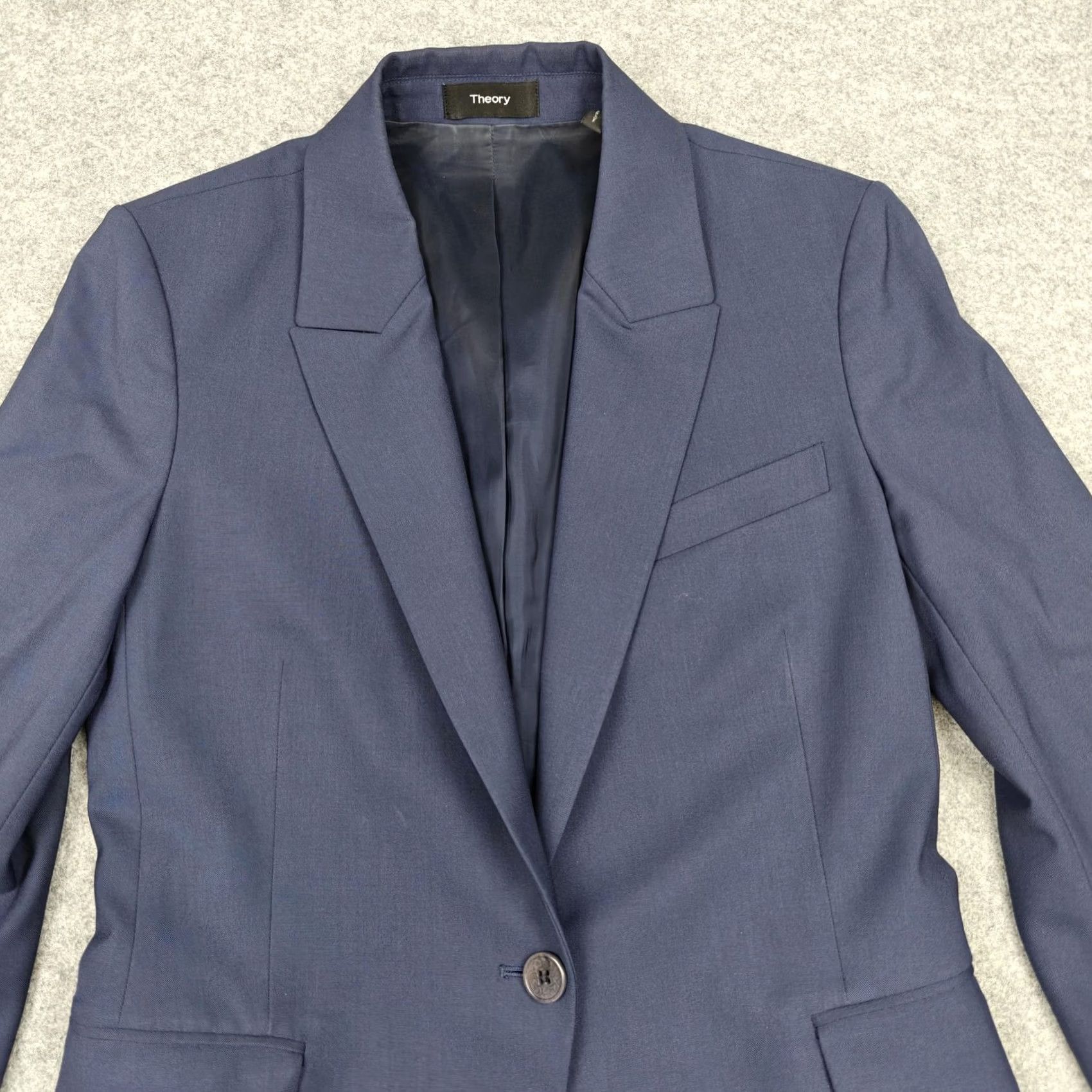 Theory Theory Jacket Womens 2 Blue Blazer Etiennette Wool One Button Lined Workwear Size XS / US 0-2 / IT 36-38 - 2 Thumbnail