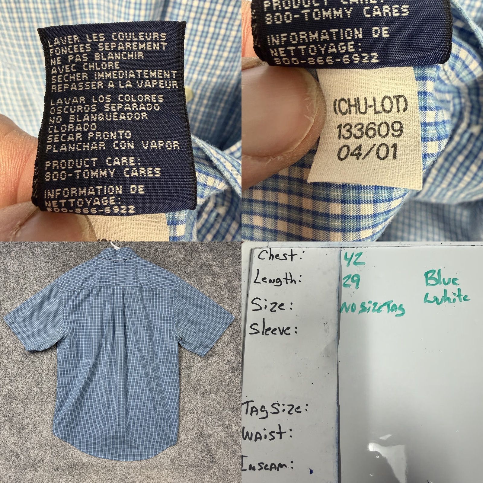 Tommy Hilfiger VINTAGE Tommy Hilfiger Shirt Mens L Blue Plaid Button-Down Short Sleeve Casual Business Preppy Size US L / EU 52-54 / 3 - 8 Thumbnail