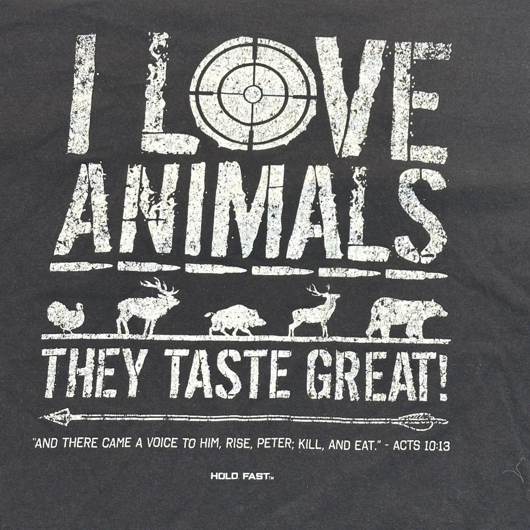Vintage Hold Fast Men T-Shirt Shirt M Black Biblic al Political Carnivore Funny Humor Logo Graphic Print USA Made Animals Taste Great Size US M / EU 48-50 / 2 - 3 Thumbnail