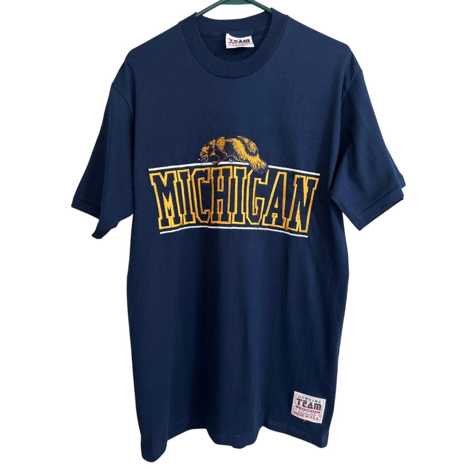 Vintage 90s Michigan Wolverines Single Stitch EMBROIDERED LOGO Shirt Size US L / EU 52-54 / 3 - 1 Thumbnail