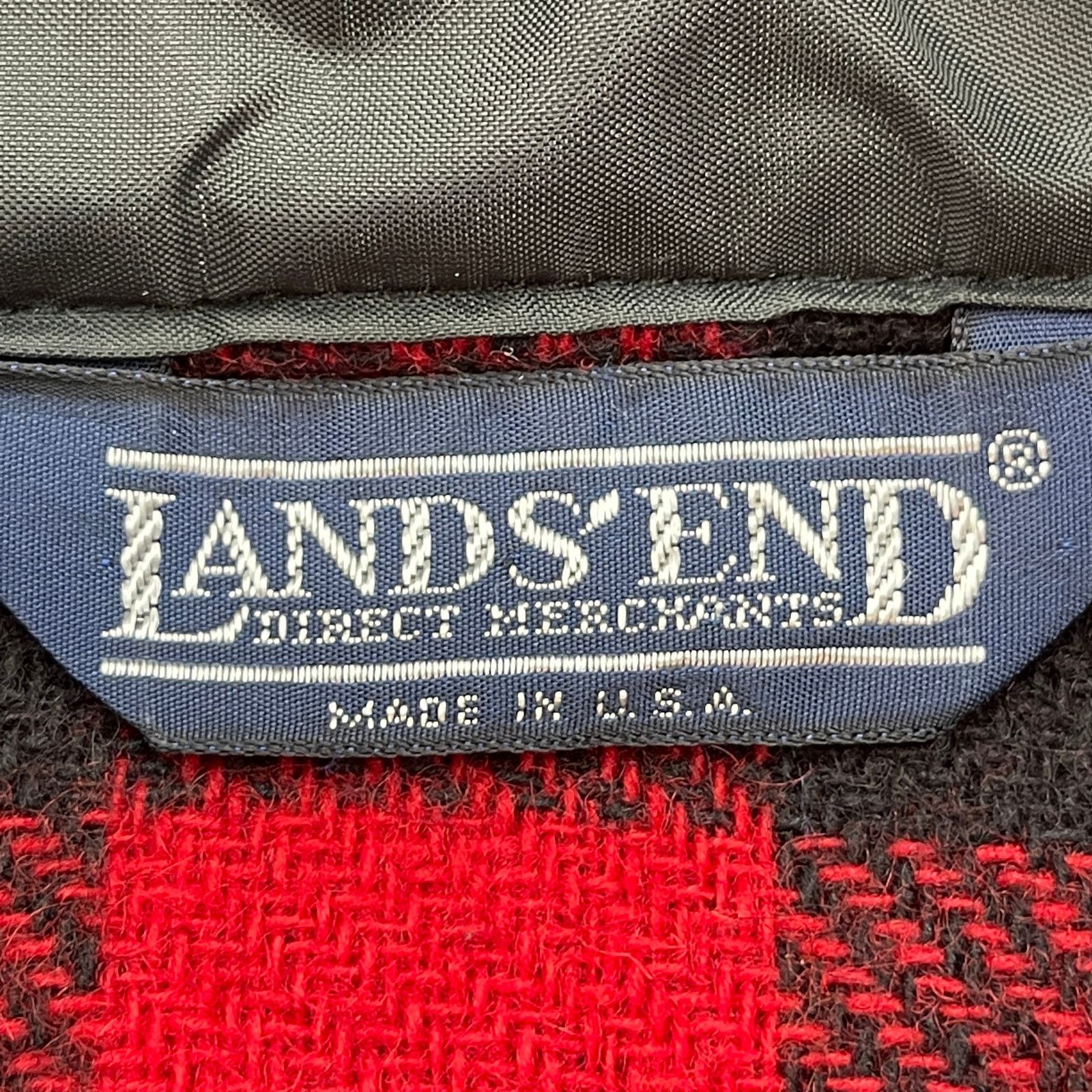 Lands' End × Vintage Lands' End Buffalo Check Wool Shirt Vintage Red Black Plaid Size M / US 6-8 / IT 42-44 - 3 Thumbnail