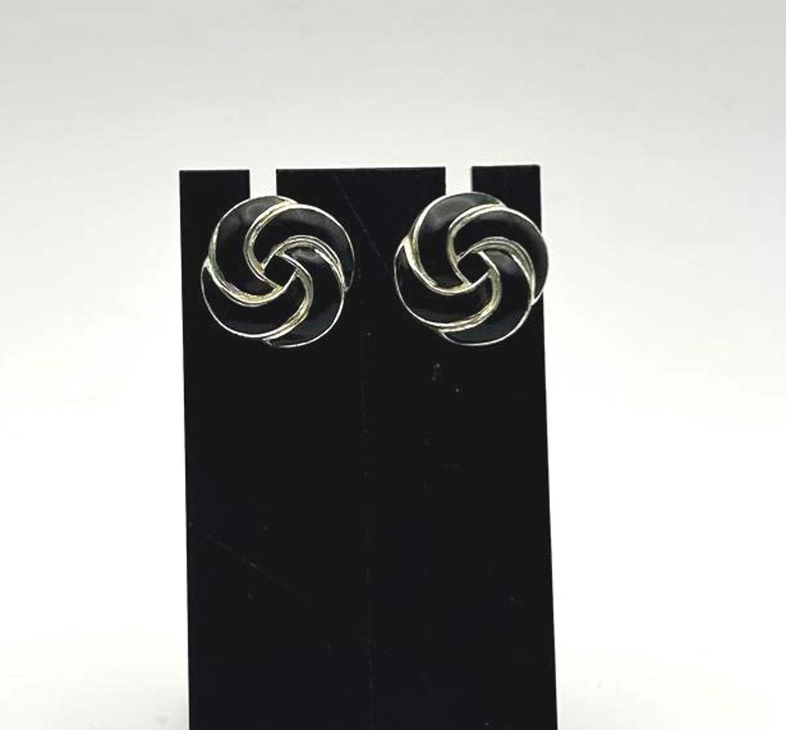 Designer Black & Silver Swirl Studs – Minimalist Statement Earrings Size ONE SIZE - 3 Thumbnail