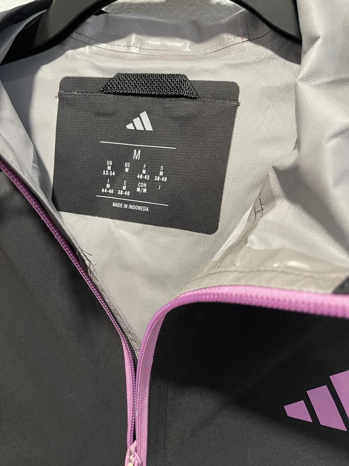 Adidas Adidas Rain.RDY Black and Purple Hooded Rain Jacket Medium Size M / US 6-8 / IT 42-44 - 2 Thumbnail