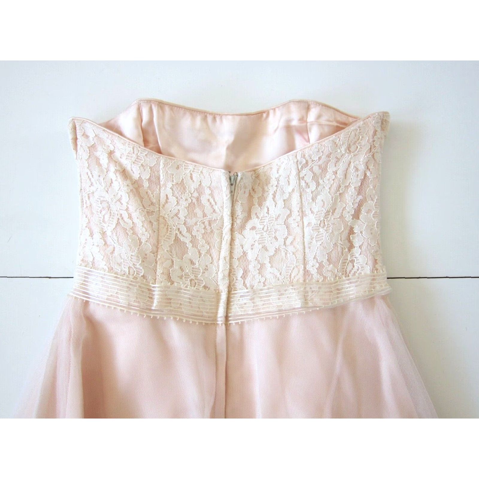 Vintage VINTAGE Scott McClintock Pink Lace Floral Strapless Long Formal Cocktail Party Dress 10 Size L / US 10 / IT 46 - 5 Thumbnail